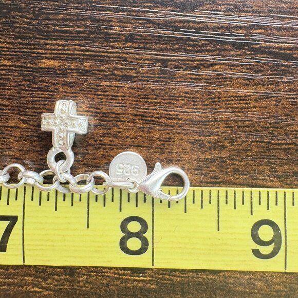 Sterling Silver 925 Charm Bracelet Lock Key Heart Theme Size 8.25" Length - Picture 8 of 12